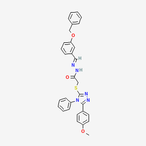 molecular formula C31H27N5O3S B11987839 N'-{(E)-[3-(benzyloxy)phenyl]methylidene}-2-{[5-(4-methoxyphenyl)-4-phenyl-4H-1,2,4-triazol-3-yl]sulfanyl}acetohydrazide 