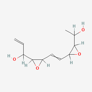molecular formula C11H16O4 B1198792 1-[3-[2-[3-(1-Hydroxyethyl)oxiran-2-yl]ethenyl]oxiran-2-yl]prop-2-en-1-ol 