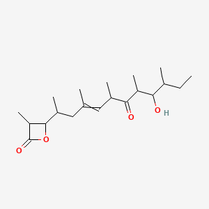 molecular formula C20H34O4 B1198793 4-(9-Hydroxy-4,6,8,10-tetramethyl-7-oxododec-4-en-2-yl)-3-methyloxetan-2-one 