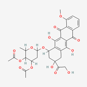 molecular formula C31H32O14 B1198797 [3-acetyloxy-2-methyl-6-[[3,5,12-trihydroxy-3-(2-hydroxyacetyl)-10-methoxy-6,11-dioxo-2,4-dihydro-1H-tetracen-1-yl]oxy]oxan-4-yl] acetate 