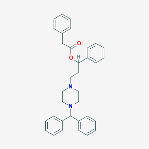 molecular formula C34H36N2O2 B119882 3-(4-(Diphenylmethyl)-1-piperazinyl)-1-phenylpropyl benzeneacetate CAS No. 149848-11-3