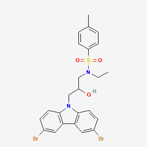 molecular formula C24H24Br2N2O3S B11988259 N-[3-(3,6-dibromo-9H-carbazol-9-yl)-2-hydroxypropyl]-N-ethyl-4-methylbenzenesulfonamide 