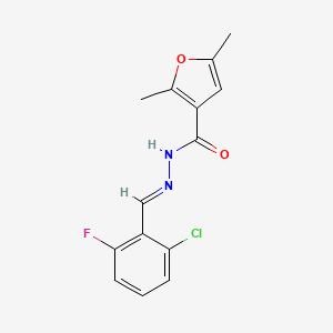 molecular formula C14H12ClFN2O2 B11988352 N'-[(E)-(2-chloro-6-fluorophenyl)methylidene]-2,5-dimethylfuran-3-carbohydrazide 