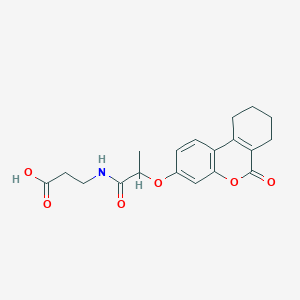 molecular formula C19H21NO6 B11988360 N-{2-[(6-oxo-7,8,9,10-tetrahydro-6H-benzo[c]chromen-3-yl)oxy]propanoyl}-beta-alanine 