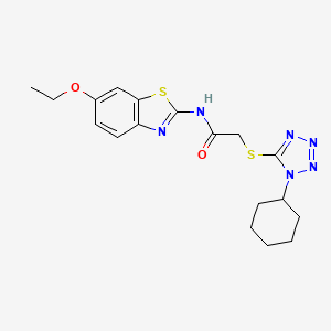 molecular formula C18H22N6O2S2 B1198841 2-[(1-cyclohexyl-5-tetrazolyl)thio]-N-(6-ethoxy-1,3-benzothiazol-2-yl)acetamide 