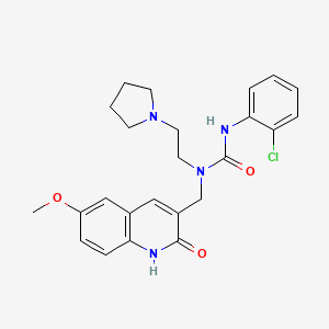 molecular formula C24H27ClN4O3 B1198844 3-(2-chlorophenyl)-1-[(6-methoxy-2-oxo-1H-quinolin-3-yl)methyl]-1-[2-(1-pyrrolidinyl)ethyl]urea 
