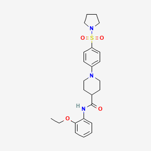 molecular formula C24H31N3O4S B1198847 N-(2-ethoxyphenyl)-1-[4-(1-pyrrolidinylsulfonyl)phenyl]-4-piperidinecarboxamide 