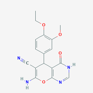 molecular formula C17H16N4O4 B1198848 7-Amino-5-(4-ethoxy-3-methoxyphenyl)-4-oxo-3,5-dihydropyrano[2,3-d]pyrimidine-6-carbonitrile 