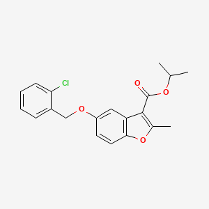 molecular formula C20H19ClO4 B11988500 Isopropyl 5-[(2-chlorobenzyl)oxy]-2-methyl-1-benzofuran-3-carboxylate 