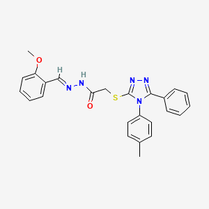 molecular formula C25H23N5O2S B11988514 N'-[(E)-(2-methoxyphenyl)methylidene]-2-{[4-(4-methylphenyl)-5-phenyl-4H-1,2,4-triazol-3-yl]sulfanyl}acetohydrazide 
