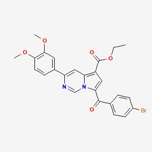 molecular formula C25H21BrN2O5 B11988593 Ethyl 7-(4-bromobenzoyl)-3-(3,4-dimethoxyphenyl)pyrrolo[1,2-c]pyrimidine-5-carboxylate CAS No. 302912-94-3