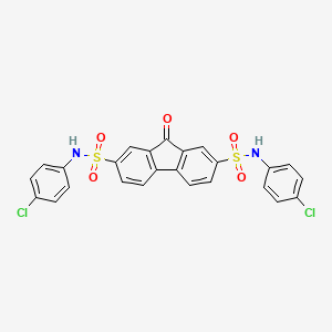 molecular formula C25H16Cl2N2O5S2 B11989038 N2,N7-Bis(4-chlorophenyl)-9-oxo-9H-fluorene-2,7-disulfonamide CAS No. 303059-41-8