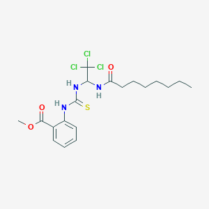 molecular formula C19H26Cl3N3O3S B11989056 Methyl 2-({[2,2,2-trichloro-1-(octanoylamino)ethyl]carbamothioyl}amino)benzoate 