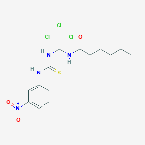 molecular formula C15H19Cl3N4O3S B11989096 N-(2,2,2-trichloro-1-{[(3-nitrophenyl)carbamothioyl]amino}ethyl)hexanamide 