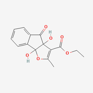molecular formula C15H14O6 B11989114 Ethyl 3a,8b-dihydroxy-2-methyl-4-oxoindeno[1,2-b]furan-3-carboxylate 