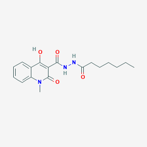 molecular formula C18H23N3O4 B11989182 N'-heptanoyl-4-hydroxy-1-methyl-2-oxo-1,2-dihydroquinoline-3-carbohydrazide 