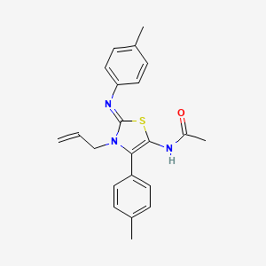 molecular formula C22H23N3OS B11989213 N-{(2E)-3-allyl-4-(4-methylphenyl)-2-[(4-methylphenyl)imino]-2,3-dihydro-1,3-thiazol-5-yl}acetamide 