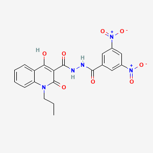 molecular formula C20H17N5O8 B11989257 N'-[(3,5-dinitrophenyl)carbonyl]-4-hydroxy-2-oxo-1-propyl-1,2-dihydroquinoline-3-carbohydrazide 