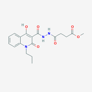 molecular formula C18H21N3O6 B11989302 Methyl 4-{2-[(4-hydroxy-2-oxo-1-propyl-1,2-dihydro-3-quinolinyl)carbonyl]hydrazino}-4-oxobutanoate 
