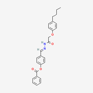 molecular formula C26H26N2O4 B11989367 4-(2-((4-Butylphenoxy)acetyl)carbohydrazonoyl)phenyl benzoate CAS No. 303086-97-7