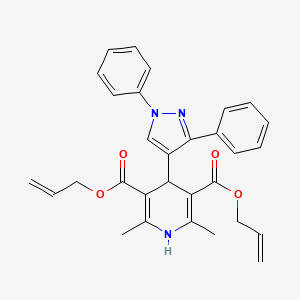 molecular formula C30H29N3O4 B11989442 diallyl 4-(1,3-diphenyl-1H-pyrazol-4-yl)-2,6-dimethyl-1,4-dihydro-3,5-pyridinedicarboxylate 