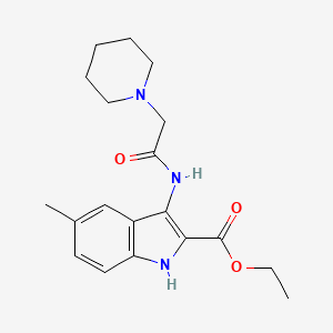 molecular formula C19H25N3O3 B11989518 Ethyl 5-methyl-3-(2-(piperidin-1-yl)acetamido)-1H-indole-2-carboxylate 