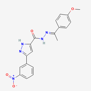 molecular formula C19H17N5O4 B11989527 N'-(1-(4-Methoxyphenyl)ethylidene)-3-(3-nitrophenyl)-1H-pyrazole-5-carbohydrazide CAS No. 303106-89-0
