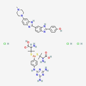 (2S)-2-amino-3-[(1-amino-1-carboxy-2-methylpropan-2-yl)sulfanyl-[4-[(4,6-diamino-1,3,5-triazin-2-yl)amino]phenyl]arsanyl]sulfanyl-3-methylbutanoic acid;4-[6-[6-(4-methylpiperazin-1-yl)-1H-benzimidazol-2-yl]-1H-benzimidazol-2-yl]phenol;trihydrochloride