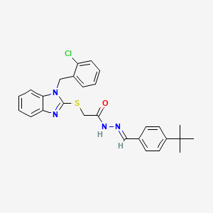 molecular formula C27H27ClN4OS B11989615 N'-[(E)-(4-tert-butylphenyl)methylidene]-2-{[1-(2-chlorobenzyl)-1H-benzimidazol-2-yl]sulfanyl}acetohydrazide 