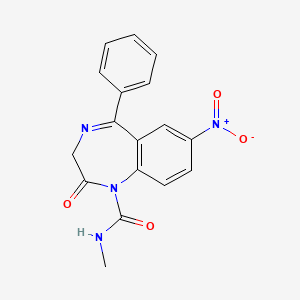 molecular formula C17H14N4O4 B1198979 N-methyl-7-nitro-2-oxo-5-phenyl-3H-1,4-benzodiazepine-1-carboxamide CAS No. 27016-91-7