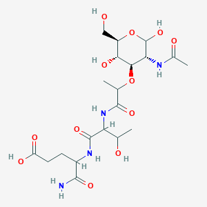 molecular formula C20H34N4O12 B1198989 3-O-[1-({1-[(4-Carboxy-1-hydroxy-1-iminobutan-2-yl)imino]-1,3-dihydroxybutan-2-yl}imino)-1-hydroxypropan-2-yl]-2-deoxy-2-[(1-hydroxyethylidene)amino]hexopyranose 