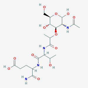 3-O-[1-({1-[(4-Carboxy-1-hydroxy-1-iminobutan-2-yl)imino]-1,3-dihydroxybutan-2-yl}imino)-1-hydroxypropan-2-yl]-2-deoxy-2-[(1-hydroxyethylidene)amino]hexopyranose