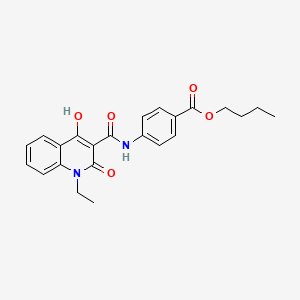 molecular formula C23H24N2O5 B11990047 Butyl 4-{[(1-ethyl-4-hydroxy-2-oxo-1,2-dihydro-3-quinolinyl)carbonyl]amino}benzoate 