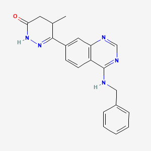 molecular formula C20H19N5O B1199010 4,5-Dihydro-5-methyl-6-(4-((phenylmethyl)amino)-7-quinazolinyl)-3(2H)-pyridazinone CAS No. 124294-43-5