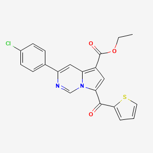 molecular formula C21H15ClN2O3S B11990346 Ethyl 3-(4-chlorophenyl)-7-(thiophene-2-carbonyl)pyrrolo[1,2-c]pyrimidine-5-carboxylate CAS No. 302913-16-2