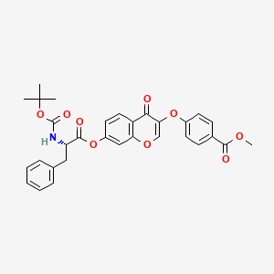 molecular formula C31H29NO9 B11990417 Methyl 4-{[7-({(2S)-2-[(tert-butoxycarbonyl)amino]-3-phenylpropanoyl}oxy)-4-oxo-4H-chromen-3-YL]oxy}benzoate 