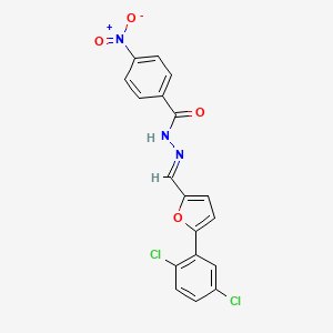 molecular formula C18H11Cl2N3O4 B11990425 N'-{(E)-[5-(2,5-dichlorophenyl)-2-furyl]methylidene}-4-nitrobenzohydrazide 