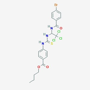 molecular formula C21H21BrCl3N3O3S B11990723 Butyl 4-{[({1-[(4-bromobenzoyl)amino]-2,2,2-trichloroethyl}amino)carbothioyl]amino}benzoate CAS No. 303062-63-7