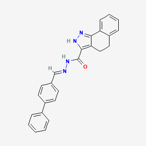 molecular formula C25H20N4O B11990755 N'-[(E)-[1,1'-biphenyl]-4-ylmethylidene]-4,5-dihydro-1H-benzo[g]indazole-3-carbohydrazide CAS No. 303106-11-8