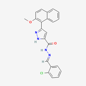 molecular formula C22H17ClN4O2 B11990784 N'-[(E)-(2-chlorophenyl)methylidene]-3-(2-methoxy-1-naphthyl)-1H-pyrazole-5-carbohydrazide 