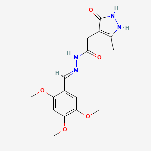 molecular formula C16H20N4O5 B11990894 2-(3-methyl-5-oxidanylidene-1,4-dihydropyrazol-4-yl)-N-[(2,4,5-trimethoxyphenyl)methylideneamino]ethanamide 