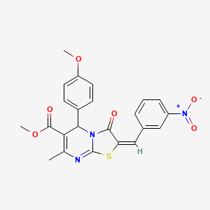 molecular formula C23H19N3O6S B11990959 methyl (2E)-5-(4-methoxyphenyl)-7-methyl-2-(3-nitrobenzylidene)-3-oxo-2,3-dihydro-5H-[1,3]thiazolo[3,2-a]pyrimidine-6-carboxylate 