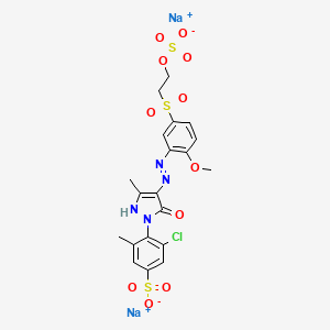 molecular formula C20H19ClN4Na2O11S3 B11990976 disodium;3-chloro-4-[4-[[2-methoxy-5-(2-sulfonatooxyethylsulfonyl)phenyl]diazenyl]-5-methyl-3-oxo-1H-pyrazol-2-yl]-5-methylbenzenesulfonate 