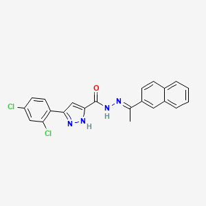 molecular formula C22H16Cl2N4O B11991048 3-(2,4-Dichloro-PH)-N'-(1-(2-naphthyl)ethylidene)-1H-pyrazole-5-carbohydrazide 