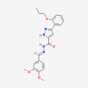 molecular formula C22H24N4O4 B11991052 N'-(3,4-Dimethoxybenzylidene)-3-(2-propoxyphenyl)-1H-pyrazole-5-carbohydrazide CAS No. 303107-87-1