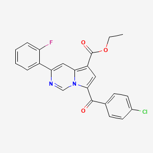 molecular formula C23H16ClFN2O3 B11991102 Ethyl 7-(4-chlorobenzoyl)-3-(2-fluorophenyl)pyrrolo[1,2-c]pyrimidine-5-carboxylate CAS No. 302912-52-3