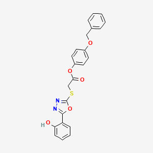2-[[2-(6-oxo-1-cyclohexa-2,4-dienylidene)-3H-1,3,4-oxadiazol-5-yl]thio]acetic acid (4-phenylmethoxyphenyl) ester