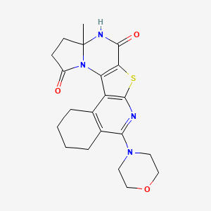 7-Methyl-14-morpholin-4-yl-11-thia-3,8,13-triazapentacyclo[10.8.0.02,10.03,7.015,20]icosa-1(12),2(10),13,15(20)-tetraene-4,9-dione