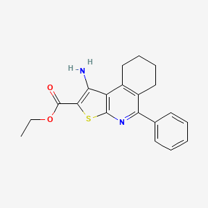 molecular formula C20H20N2O2S B11991336 Ethyl 1-amino-5-phenyl-6,7,8,9-tetrahydrothieno[2,3-c]isoquinoline-2-carboxylate 