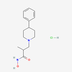 molecular formula C15H23ClN2O2 B1199137 alpha-Methyl-4-phenyl-1-piperidinepropionohydroxamic acid monohydrochloride CAS No. 23573-89-9
